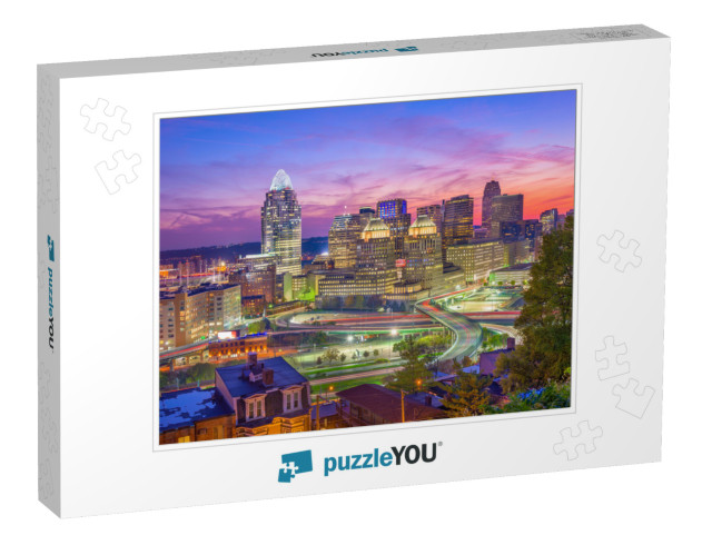 Cincinnati, Ohio, USA Downtown Cityscape At Dusk... Jigsaw Puzzle