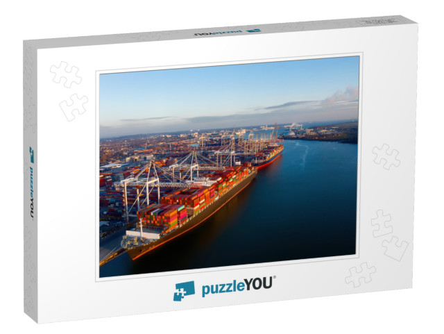 Aerial View of Colorful Containers on Cargo Ships At the... Jigsaw Puzzle