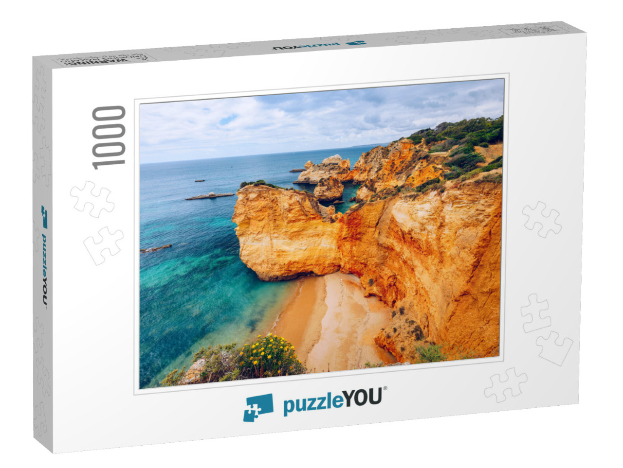 View of Stunning Beach with Golden Color Rocks in Alvor T... Jigsaw Puzzle with 1000 pieces