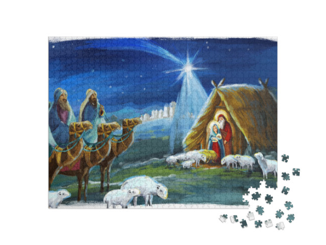 Religious Illustration Three Kings - & Holy Family - Trad... Jigsaw Puzzle with 1000 pieces