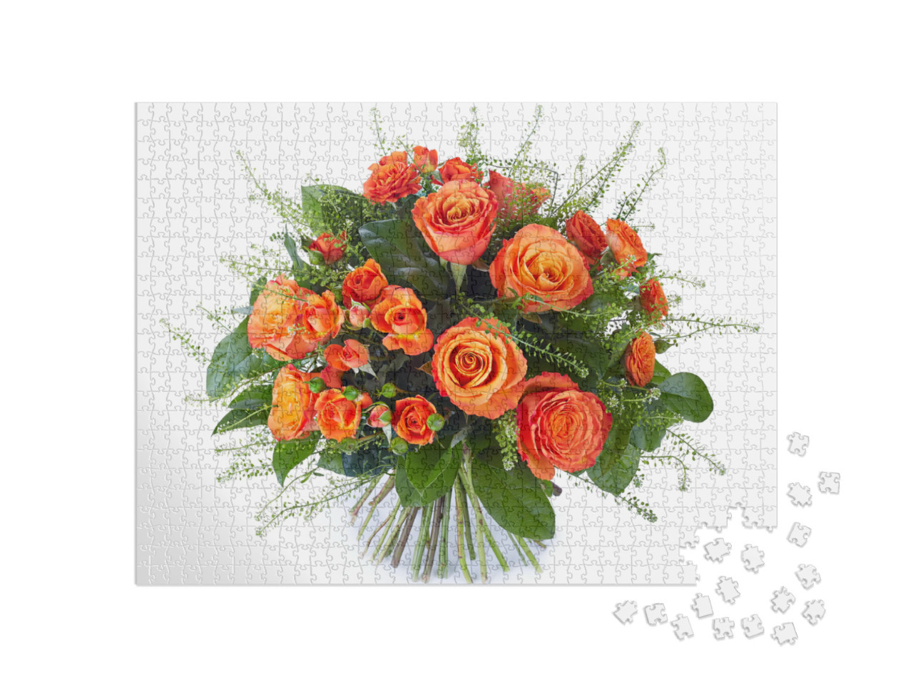 Wedding Bouquet Isolated on White. Fresh, Lush Bouquet of... Jigsaw Puzzle with 1000 pieces