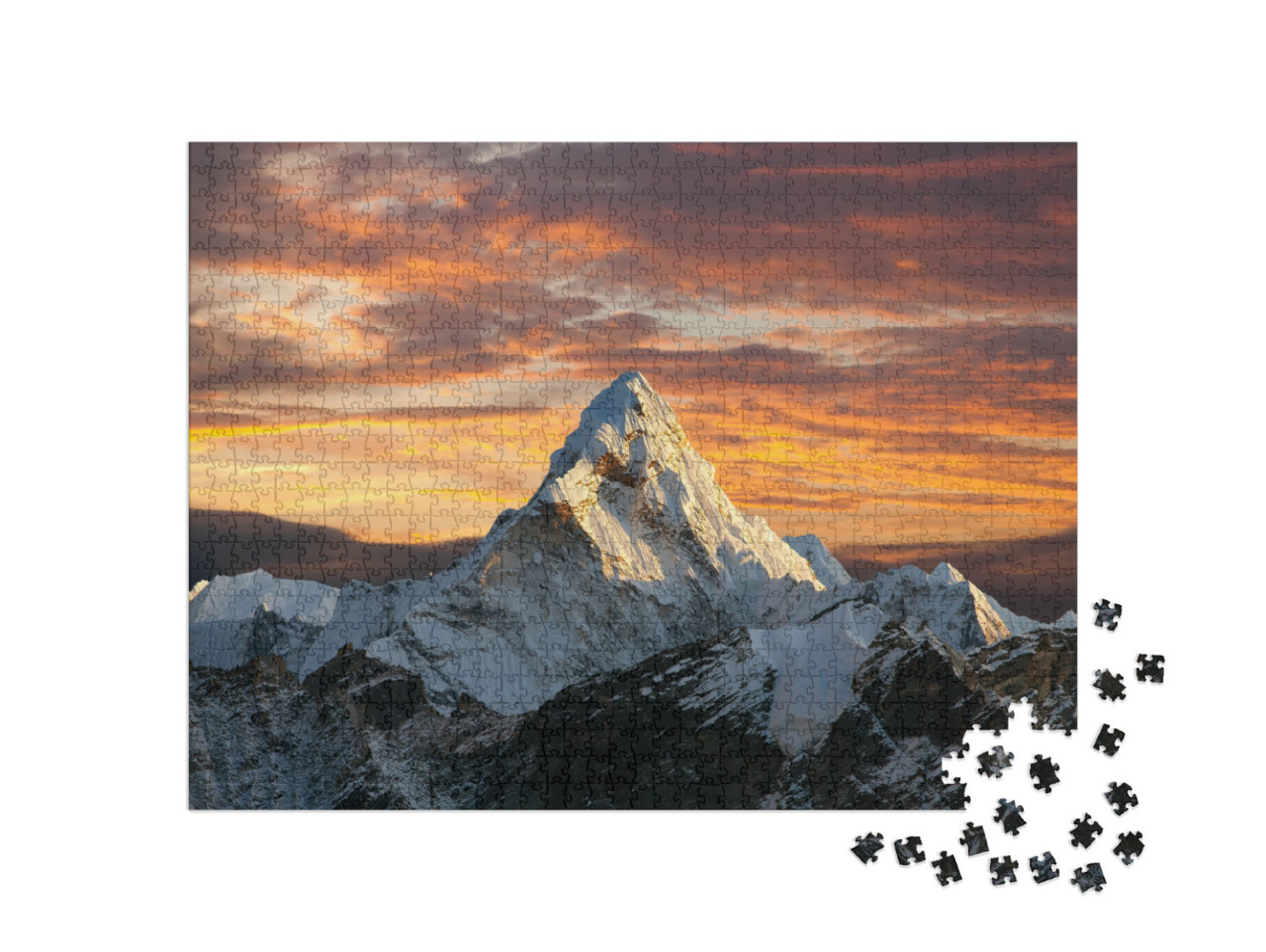 Evening Panoramic View of Mount Ama Dablam with Beautiful... Jigsaw Puzzle with 1000 pieces