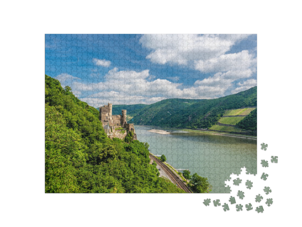 Rheinstein Castle At Rhine Valley Rhine Gorge in Germany... Jigsaw Puzzle with 1000 pieces