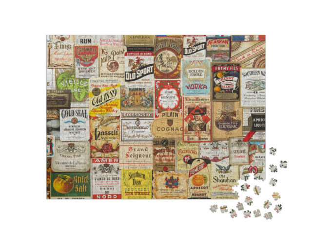 Vintage Alcohol Labels Photo Collage Jigsaw Puzzle with 1000 pieces