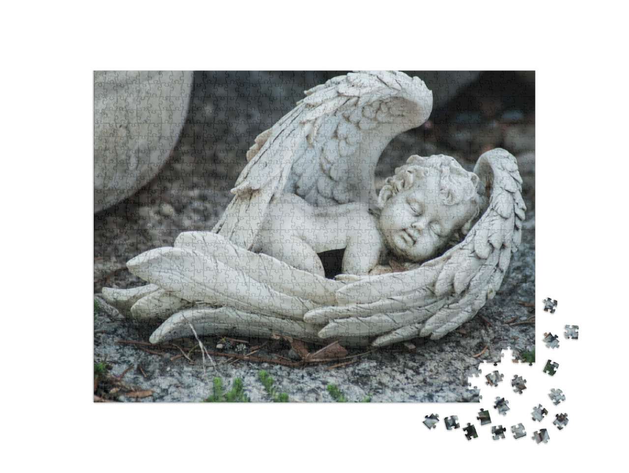 Closeup of Stoned Angel on Tomb in Cemetery... Jigsaw Puzzle with 1000 pieces