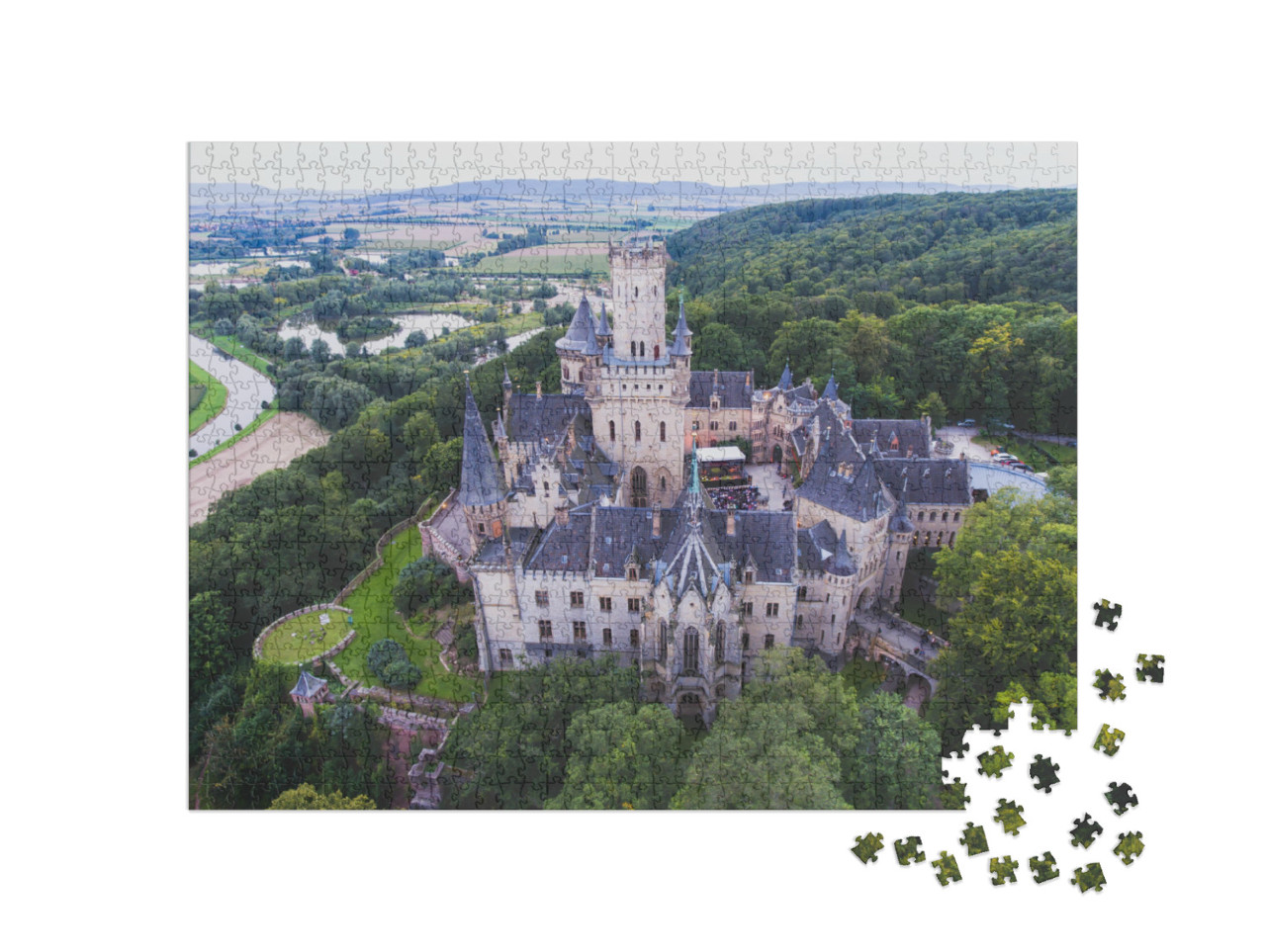 View of Marienburg Castle, a Gothic Revival Castle in Low... Jigsaw Puzzle with 1000 pieces