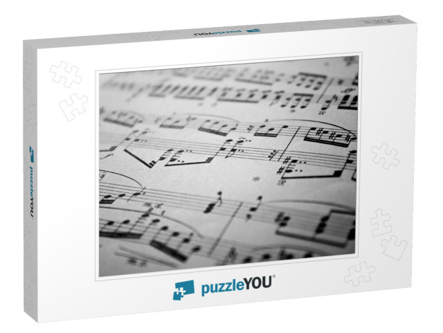 Sheet Music Background Musical Notes with Selective Focus... Jigsaw Puzzle