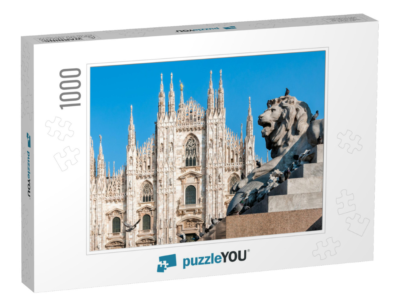 Milan Cathedral with Monument of Lion, Italy... Jigsaw Puzzle with 1000 pieces