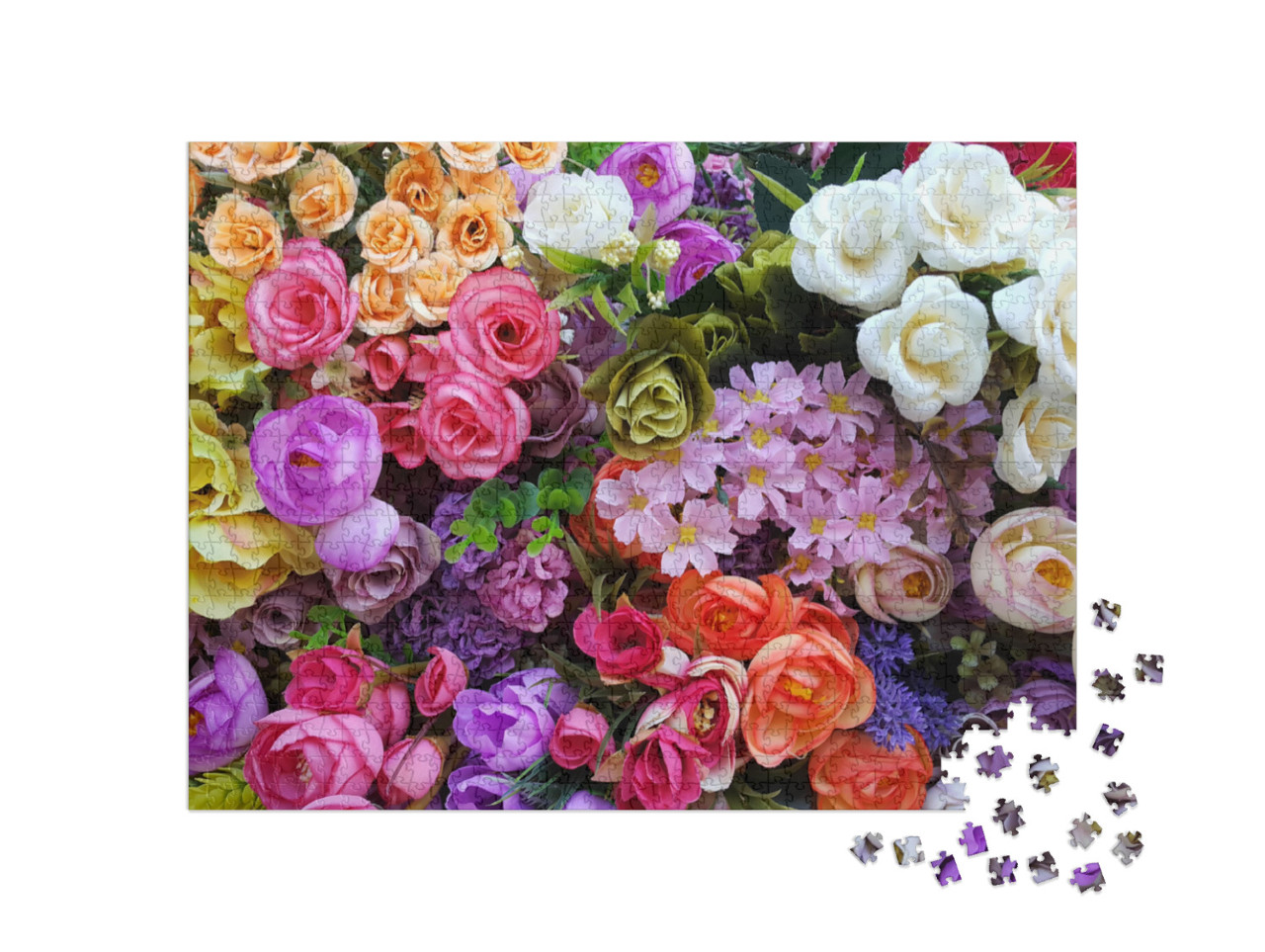 Irregularly Placed Flowers in Various Colors... Jigsaw Puzzle with 1000 pieces