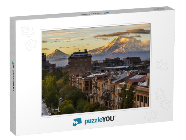 Yerevan City View with Majestic Ararat Mountain in the Ba... Jigsaw Puzzle