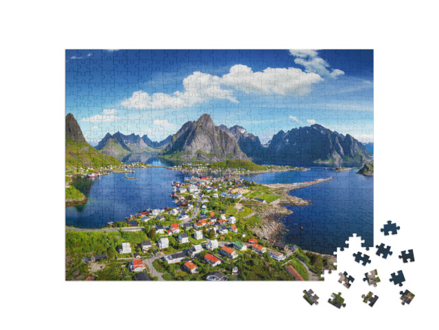 Reine, Lofoten, Norway. the Village of Reine Under a Sunn... Jigsaw Puzzle with 500 pieces