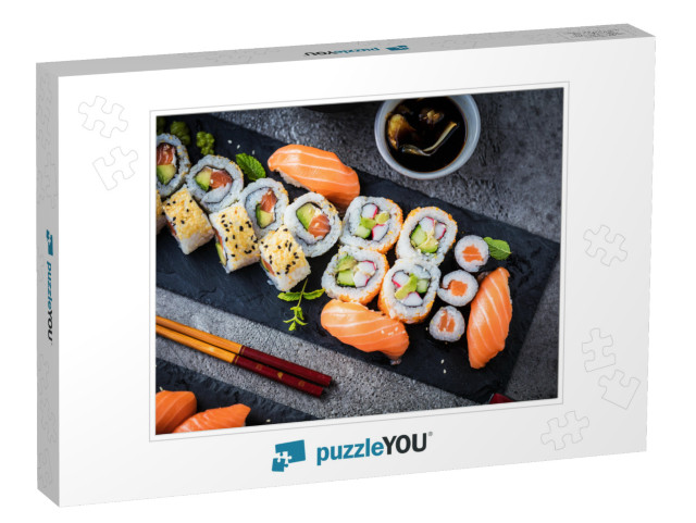 Japanese Sushi Food. Maki Ands Rolls with Tuna, Salmon, S... Jigsaw Puzzle