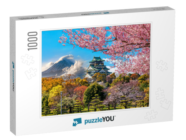 Osaka Castle & Full Cherry Blossom, with Fuji Mountain Ba... Jigsaw Puzzle with 1000 pieces