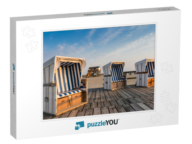 Beach Chairs on the Beach of St. Peter-Ording Germany... Jigsaw Puzzle