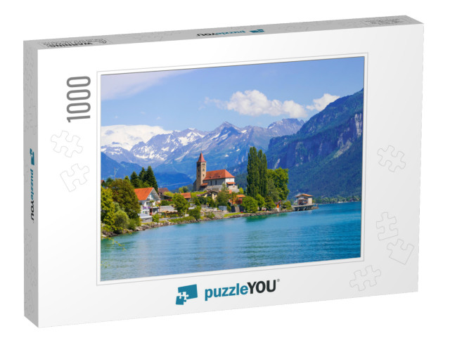 Panoramic View to the Brienz Town on Lake Brienz by Inter... Jigsaw Puzzle with 1000 pieces