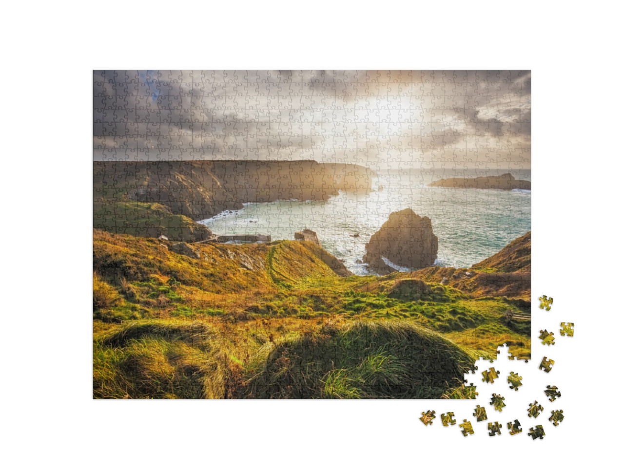 Winters Scene At Mullion Cove Cornwall England Ku Europe... Jigsaw Puzzle with 1000 pieces