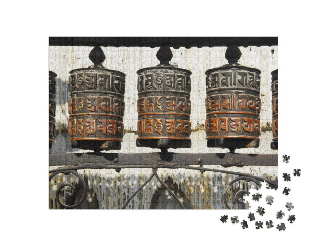 Prayer Wheels At Swayambhunath Temple in Kathmandu, Nepal... Jigsaw Puzzle with 1000 pieces