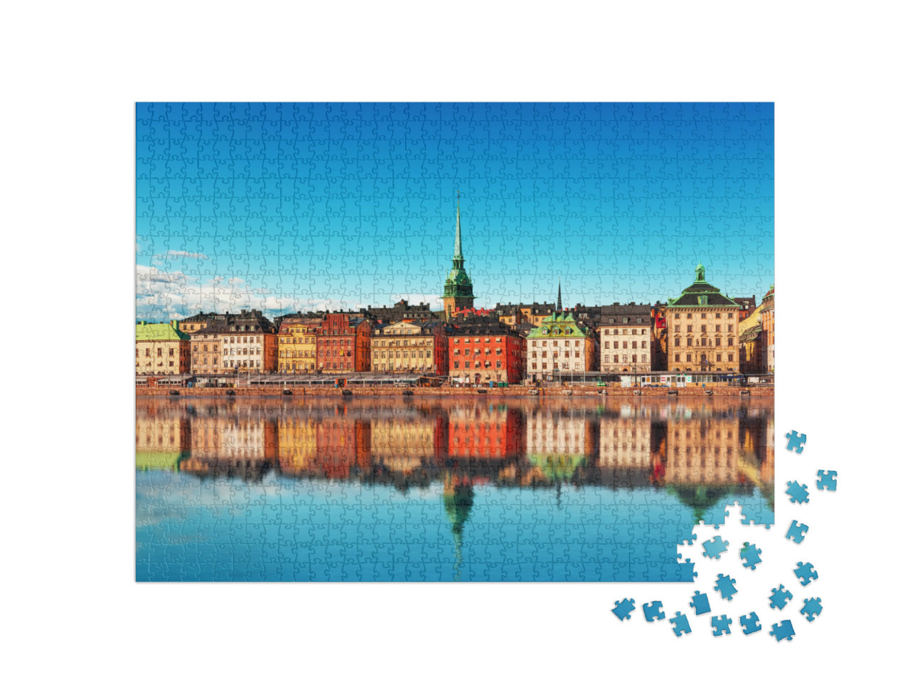 Scenic Summer Panorama of the Old Town Gamla Stan Pier Ar... Jigsaw Puzzle with 1000 pieces