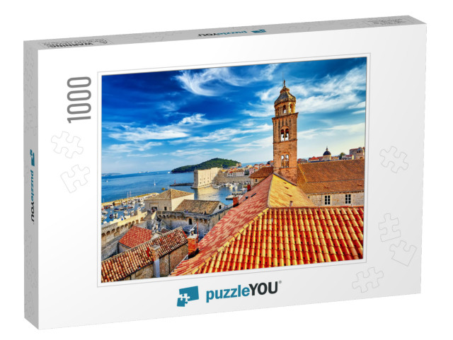 The Amazing Panorama Dubrovnik Old Town Roofs At Sunset... Jigsaw Puzzle with 1000 pieces