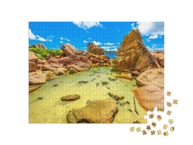 La Digue, Seychelles, Natural Pool. Scenic View of Clear... Jigsaw Puzzle with 1000 pieces