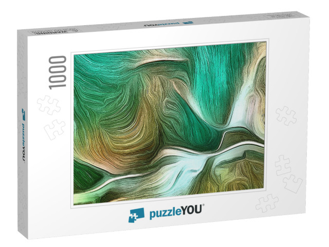 Abstract Painting in Vivid Tints of Green... Jigsaw Puzzle with 1000 pieces