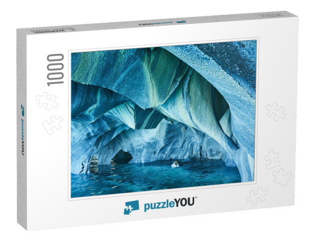 The Marble Caves of Patagonia, Chile. Turquoise Colors &... Jigsaw Puzzle with 1000 pieces