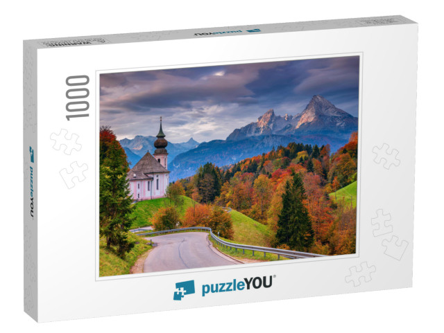 Autumn in Alps. Image of the Bavarian Alps with Maria Ger... Jigsaw Puzzle with 1000 pieces