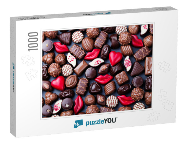 Assortment of Fine Chocolate Candies, White, Dark & Milk... Jigsaw Puzzle with 1000 pieces