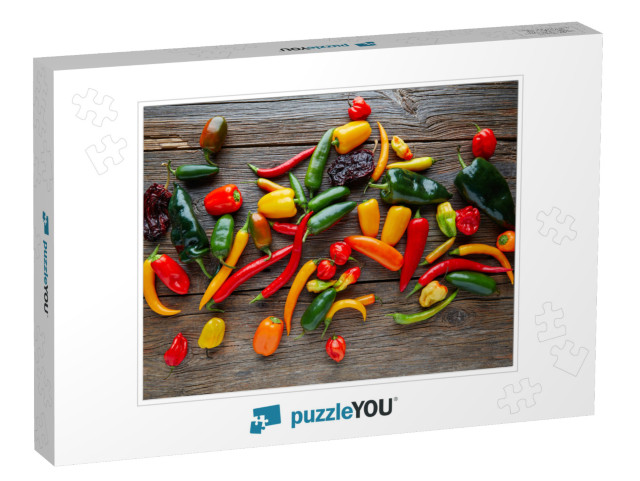 Mexican Hot Chili Peppers Colorful Mix Habanero Poblano S... Jigsaw Puzzle