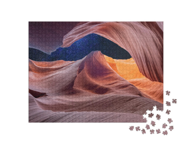 Antelope Canyon Abstraction with Milky Way & Stars - Abst... Jigsaw Puzzle with 1000 pieces