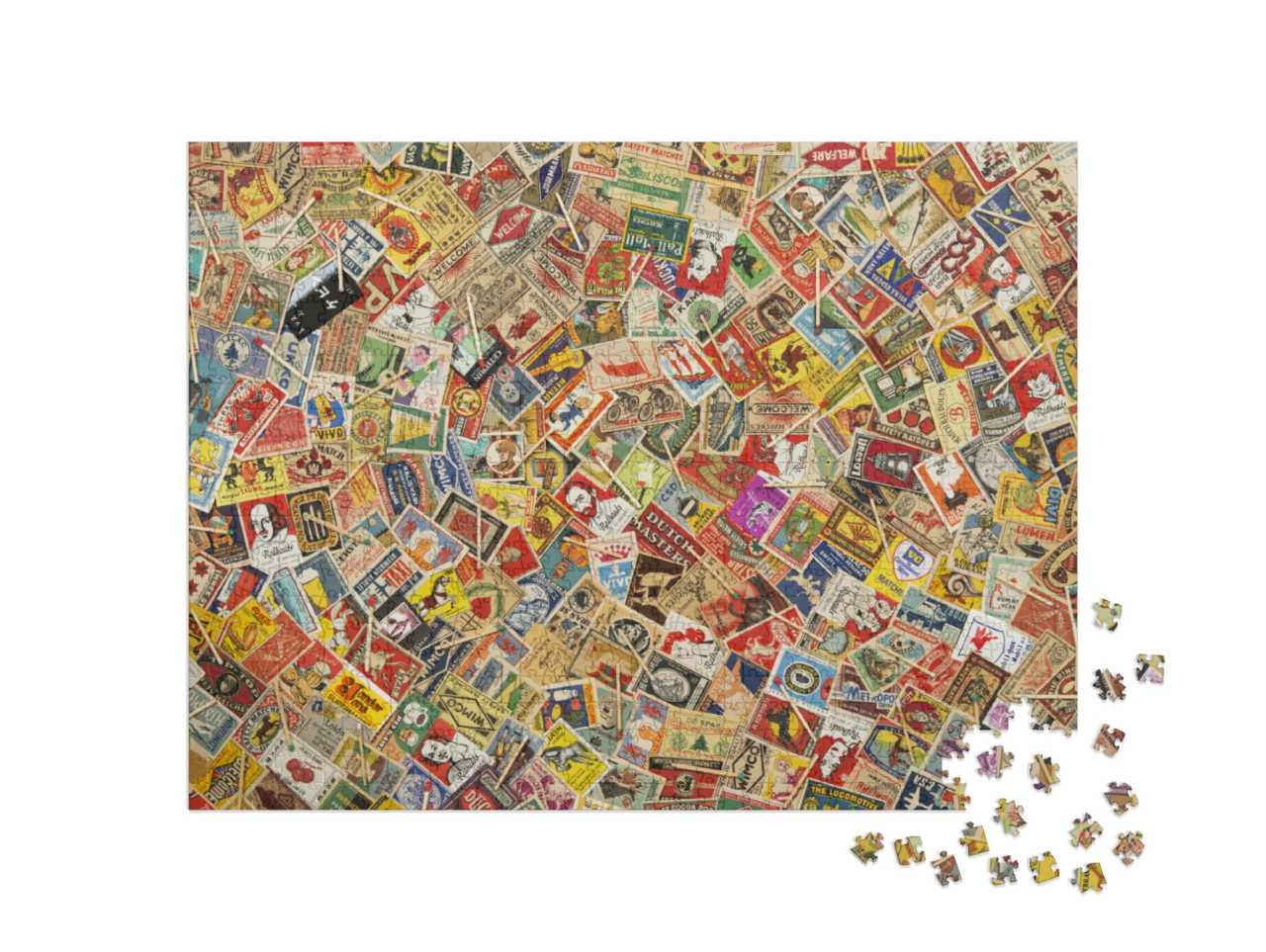 Vintage Matchbox Labels Photo Collage Jigsaw Puzzle with 1000 pieces