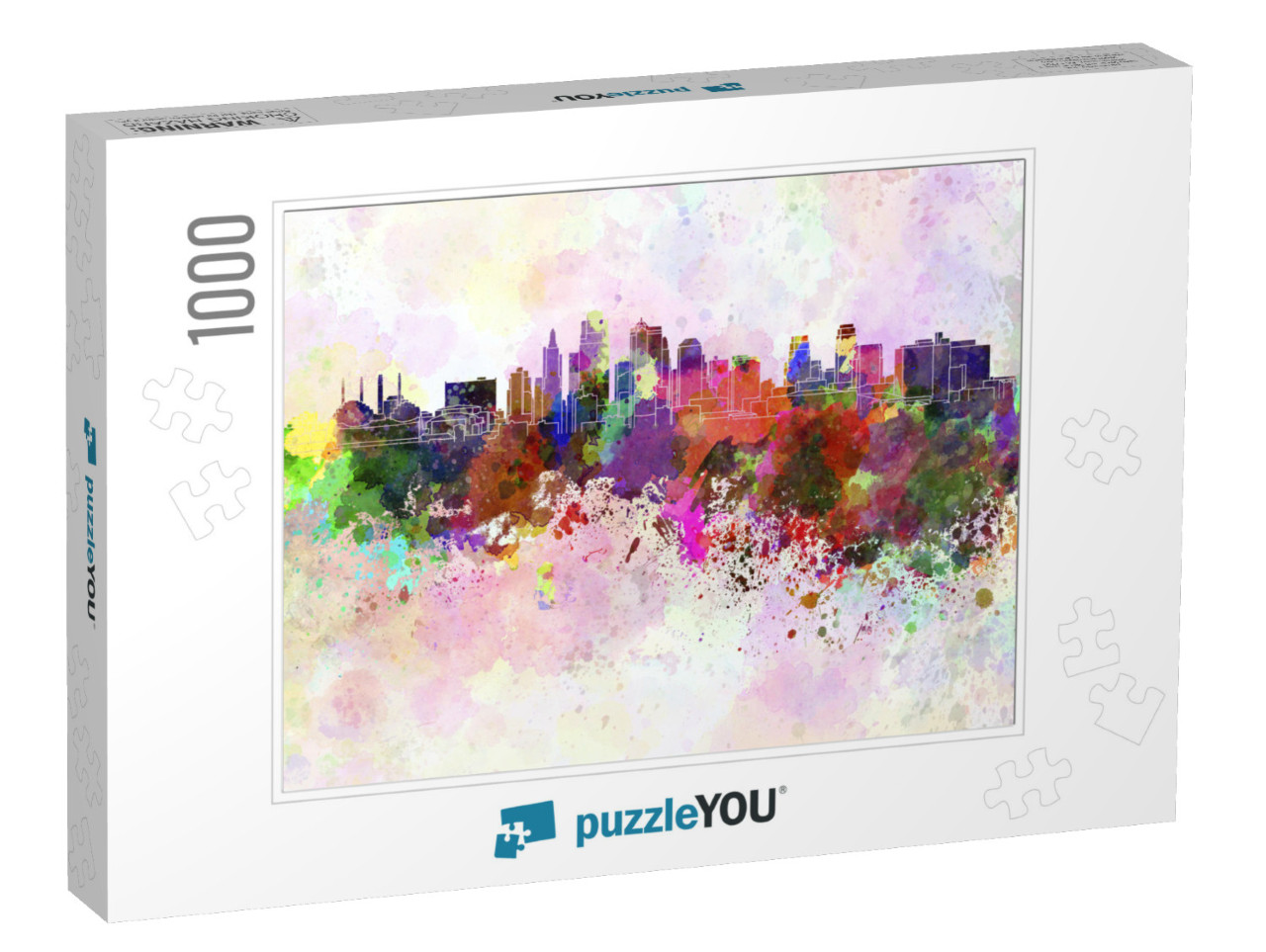 Kansas City Skyline in Watercolor Background... Jigsaw Puzzle with 1000 pieces