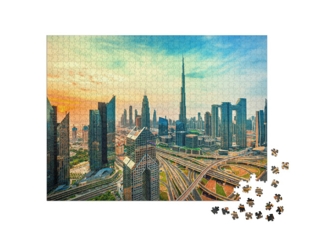 Dubai - Amazing City Center Skyline with Luxury Skyscrape... Jigsaw Puzzle with 1000 pieces