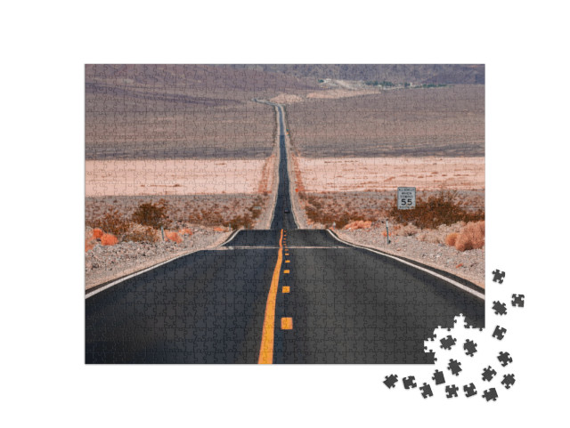 Empty Road in Death Valley National Park California... Jigsaw Puzzle with 1000 pieces