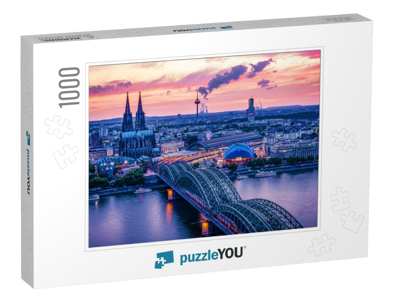 Cologne Skyline During Sunset, Cologne Bridge with Cathed... Jigsaw Puzzle with 1000 pieces