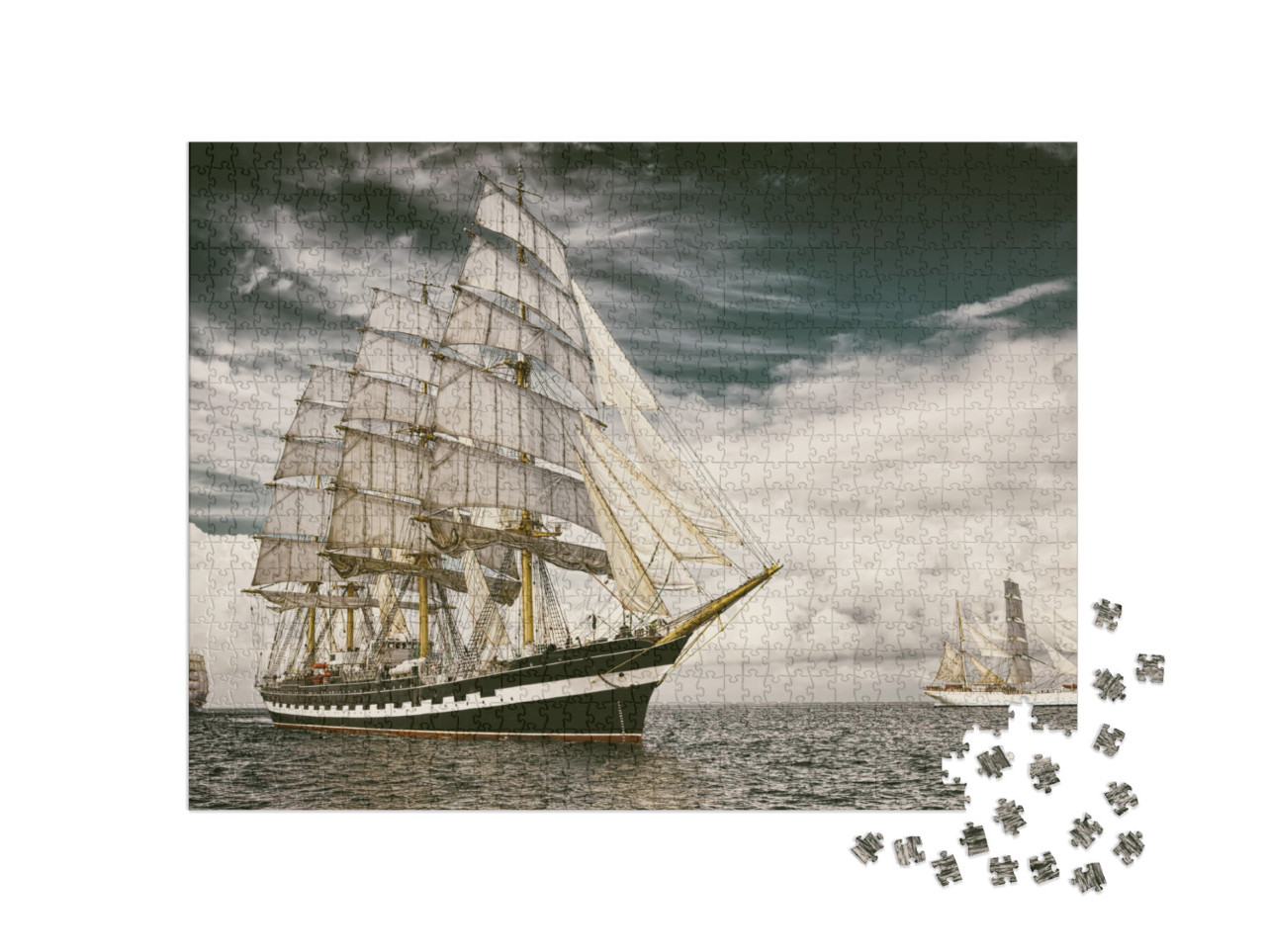 Sailing Ships. Toned Image & Blur. Retro Style Postcard... Jigsaw Puzzle with 1000 pieces