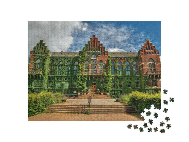 Facade of the University Library in Lund Sweden, Hdr-Tech... Jigsaw Puzzle with 1000 pieces