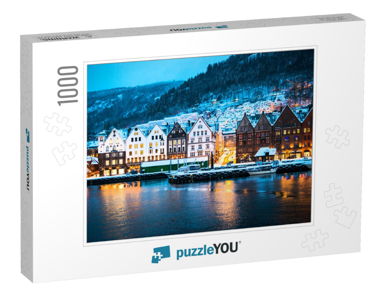 Night View on Bruges. Bergen. Norway... Jigsaw Puzzle with 1000 pieces