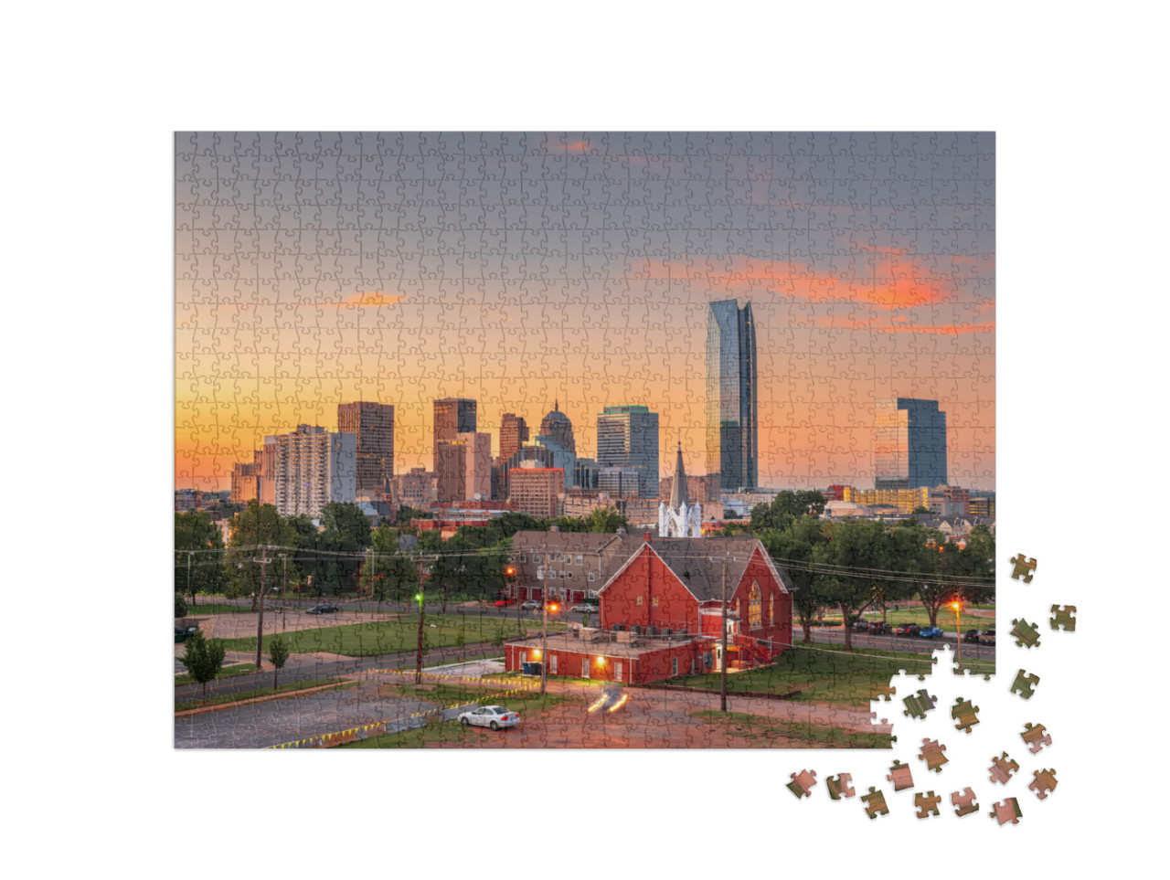 Oklahoma City, Oklahoma, USA Downtown Skyline At Twilight... Jigsaw Puzzle with 1000 pieces