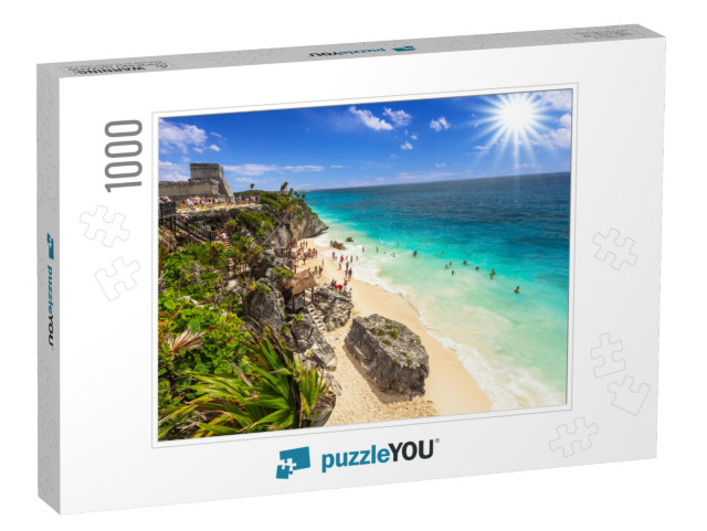 Beautiful Tulum Beach At Caribbean Sea, Mexico... Jigsaw Puzzle with 1000 pieces