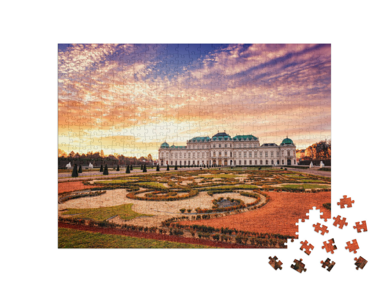 Belvedere, Vienna, View of Upper Palace & Beautiful Royal... Jigsaw Puzzle with 500 pieces