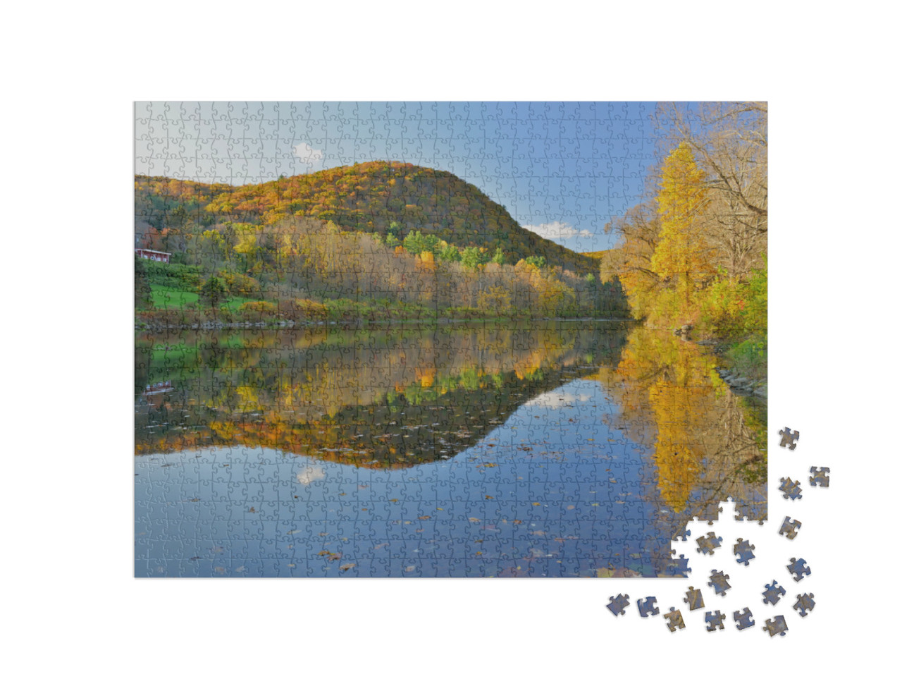 Beautiful Autumn Reflections in Housatonic River, Cornwal... Jigsaw Puzzle with 1000 pieces