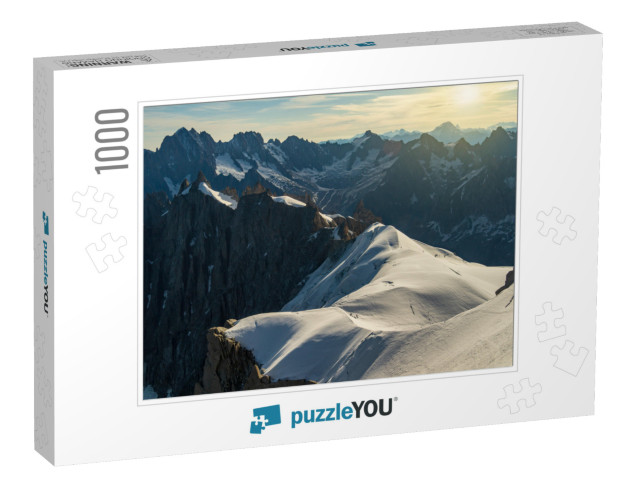 Mont Blanc Massif, Mountain Range in the Alps on the Bord... Jigsaw Puzzle with 1000 pieces