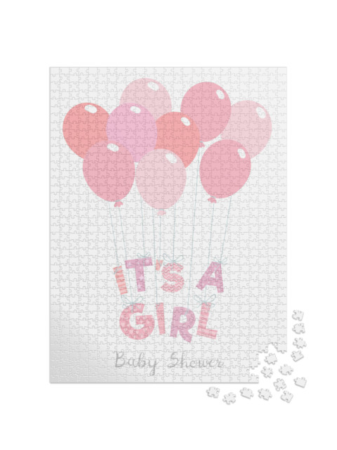 Baby Shower Invitation for Girls. Its a Girl... Jigsaw Puzzle with 1000 pieces