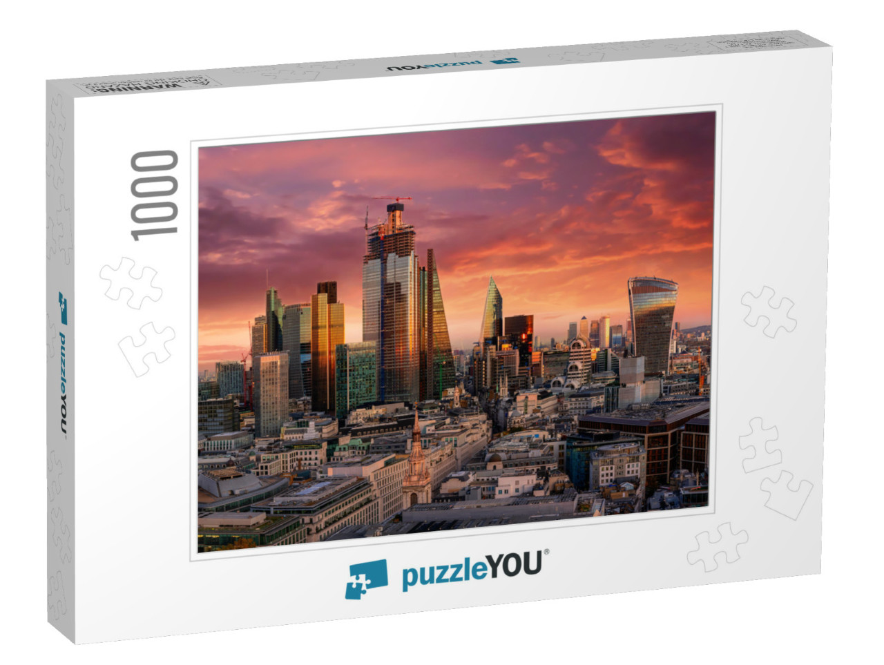 Fiery Sunset Over the Urban Skyline of the Financial Dist... Jigsaw Puzzle with 1000 pieces