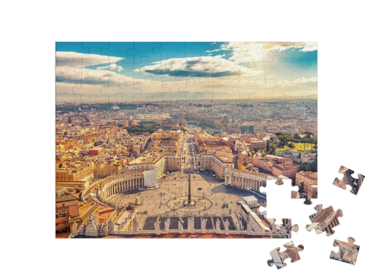 Saint Peters Square in Vatican & Aerial View of Rome... Jigsaw Puzzle with 100 pieces