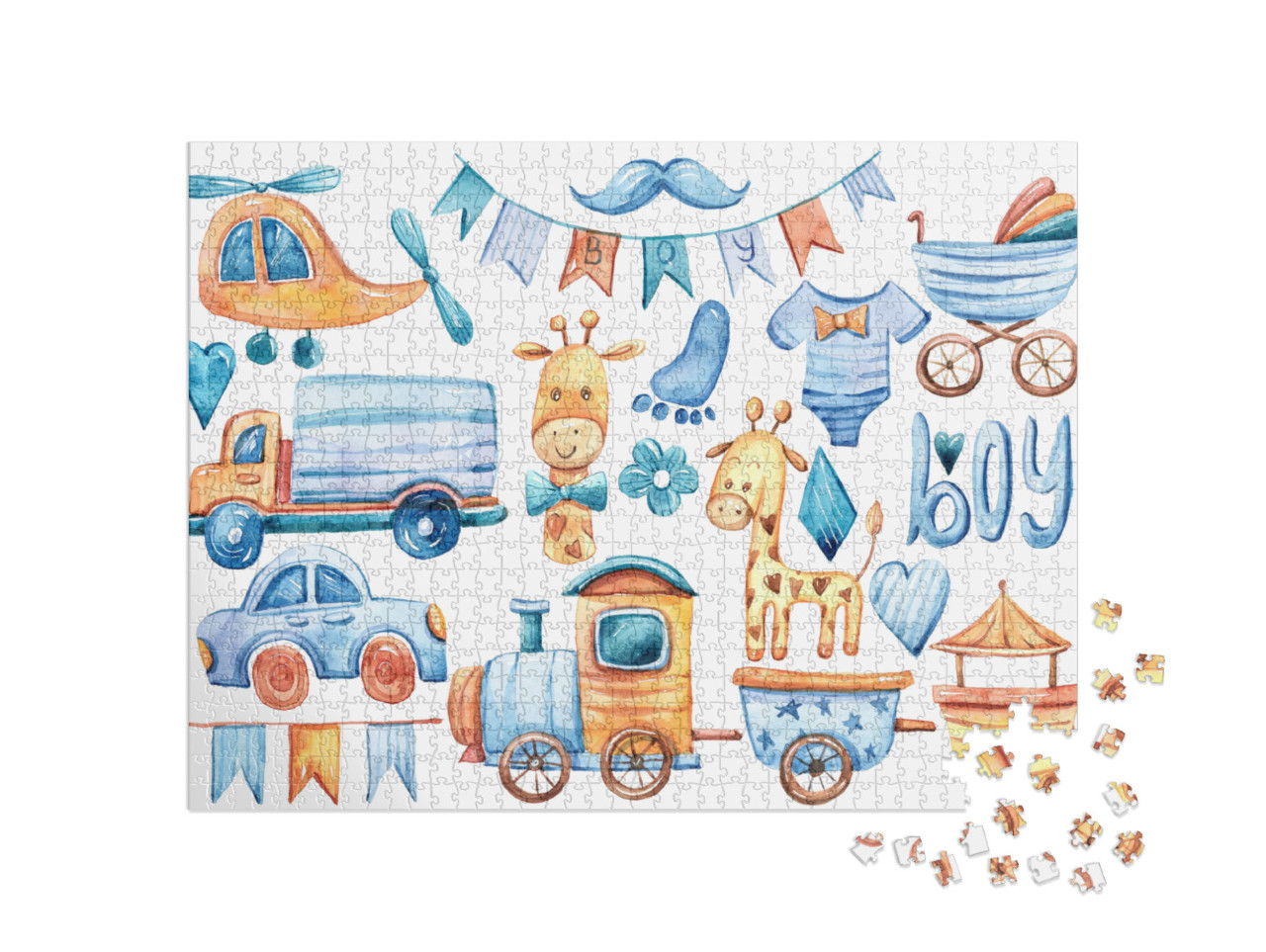 Its a Boy Watercolor Collection. Cute Colorful Il... Jigsaw Puzzle with 1000 pieces