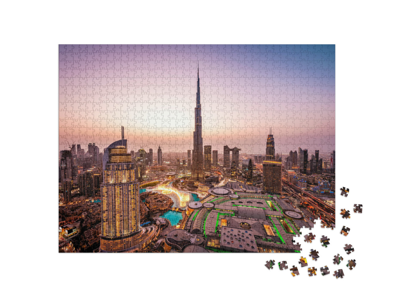 Wow View of Dubai Skyline At Night. City Lights Popping... Jigsaw Puzzle with 1000 pieces