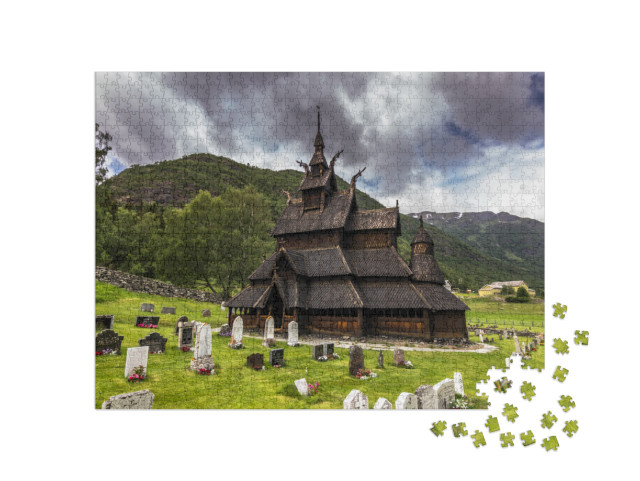 Borgund Stave Church, the Best Preserved of Them All, Nor... Jigsaw Puzzle with 1000 pieces