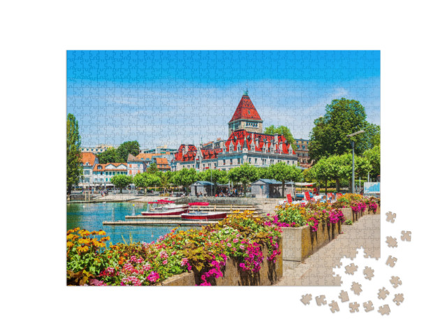 Geneva Lake Promenade Near the Chateau Ouchy Castle, an O... Jigsaw Puzzle with 1000 pieces